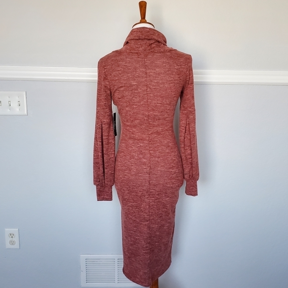 𝅺Lulu's Mattea Heathered Red Cowl Neck Midi Sweater Dress XS NWOT - Picture 7 of 16